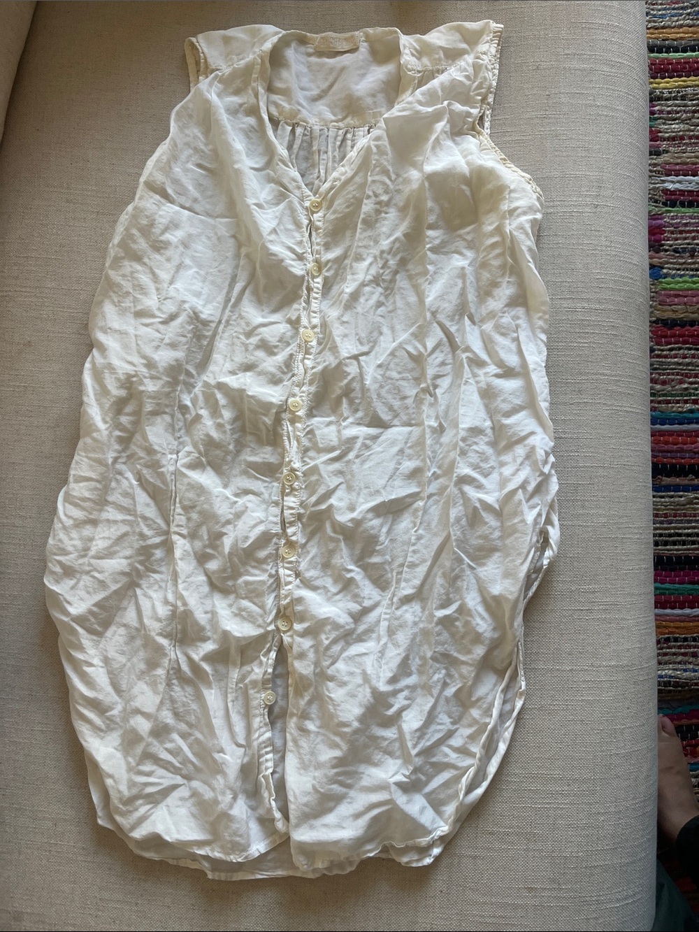 CP Shades White Button-Front Sleeveless Blouse